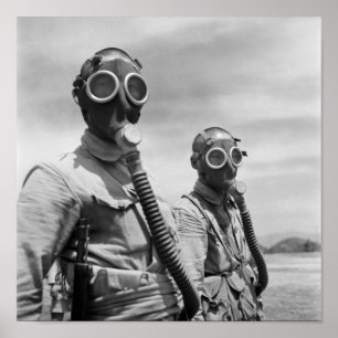 Affiche Des soldats chinois portant des masques à gaz -194