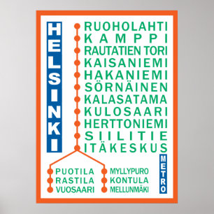 Affiche des stations de métro d'Helsinki