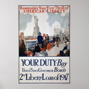 Affiche des titres d'emprunt de guerre des USA WW1