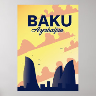 Affiche des tours de flamme de Bakou Azerbaïdjan