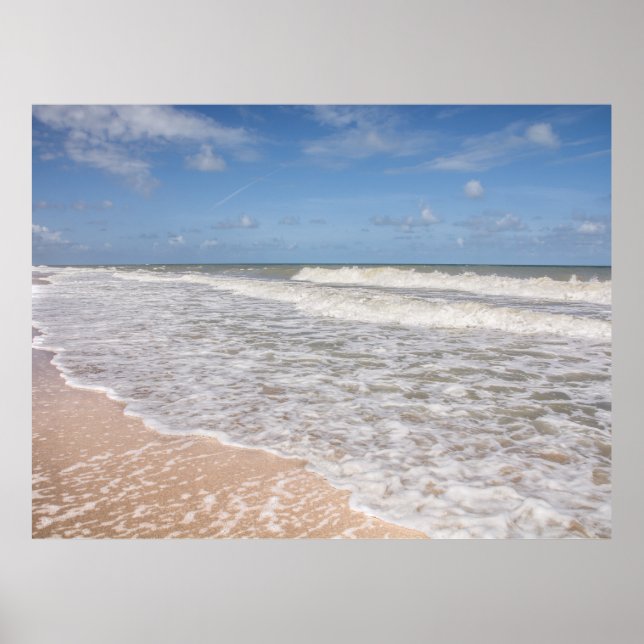Affiche Des Vagues Océaniques Recouvrant Le Sable Sur La P (Devant)