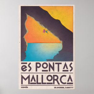 Affiche d'escalade Es Pontas Rétro Voyage à Majorq
