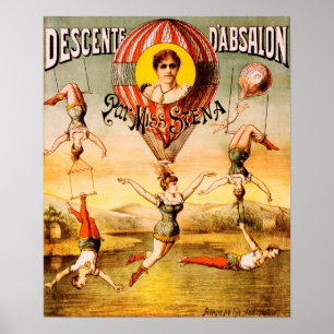 Affiche DESCENTE D'ABSALON Miss Siena Circus acrobatique