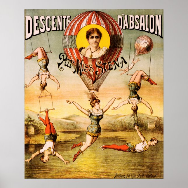 Affiche DESCENTE D'ABSALON Miss Siena Circus acrobatique (Devant)