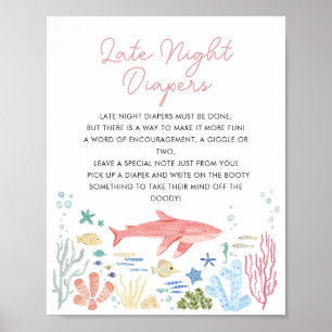 Affiche Descente Nocturne Sous Le Baby shower De Mer