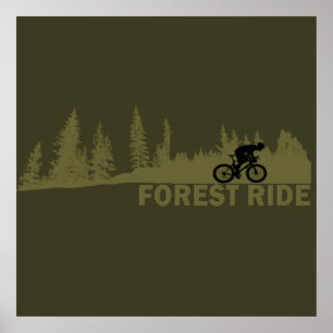 Affiche Descente VTT en forêt Vélo de montagne