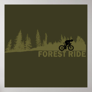 Affiche Descente VTT en forêt Vélo de montagne