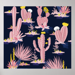 Affiche Desert Chic : Pastel Cactus Bloom