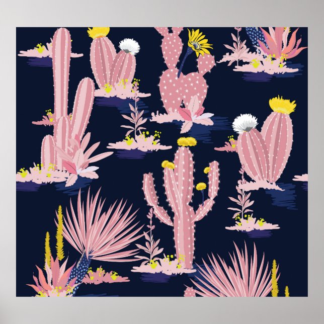 Affiche Desert Chic : Pastel Cactus Bloom (Devant)