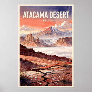 Affiche Désert d'Atacama Chili Voyage Vintage