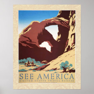 Affiche Désert de Cowboy Chevaux Vintages de l'Ouest