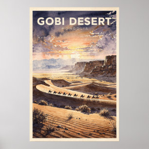 Affiche Désert de Gobi Mongolie Voyage Vintage