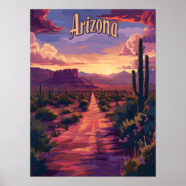 Affiche Désert de l'Arizona la nuit (Devant)