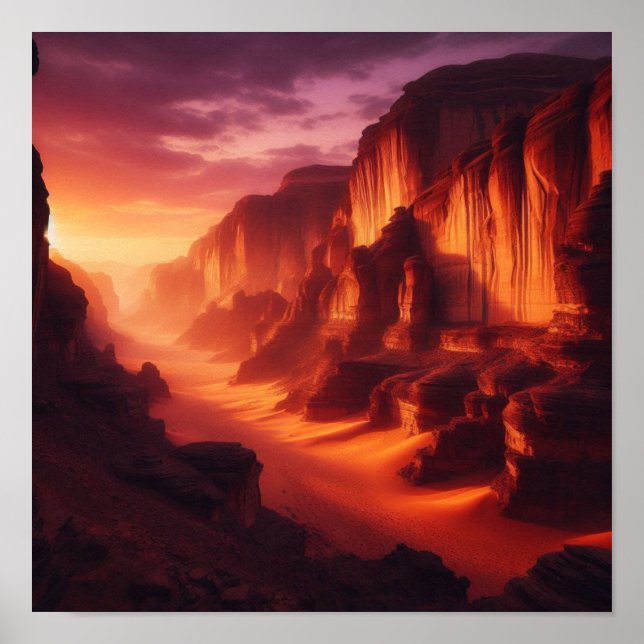 Affiche Désert doré touchant le canyon silencieux au crépu (Devant)