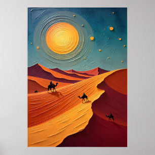 Affiche Désert du Sahara - Dunes infinies d'or