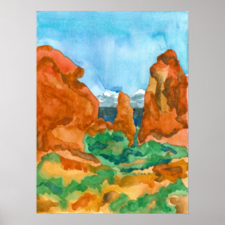 Affiche Désert du Sud-Ouest Red Rock Mountains Utah