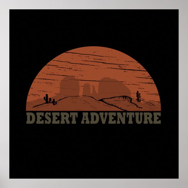 Affiche Desert landscape sunset vintage (Devant)