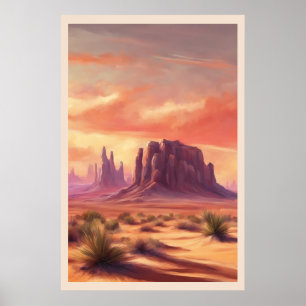 Affiche Désert Mesa Colorée Monument Vallée Butte