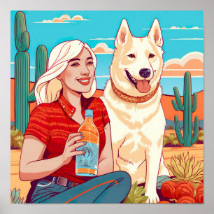 Affiche Desert Secourt Chien, Tequila et Femanhood Print