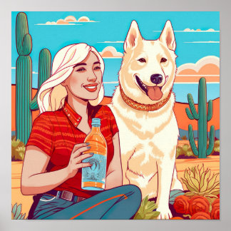 Affiche Desert Secourt Chien, Tequila et Femanhood Print