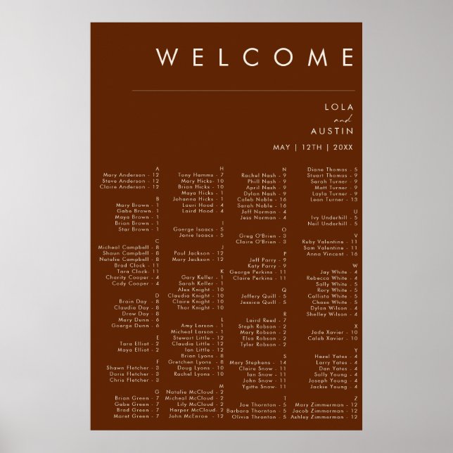 Affiche Désert simple | Cannelle foncée Siège Alphabétique (Devant)