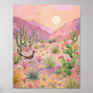 Affiche Desert Sunrise Painted Landscape Art Print