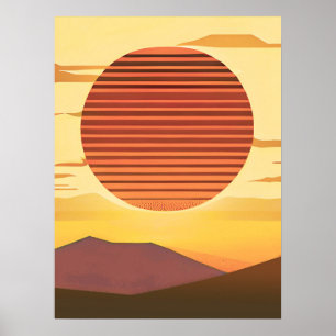 Affiche Desert Sunset Rust Orange et Brown