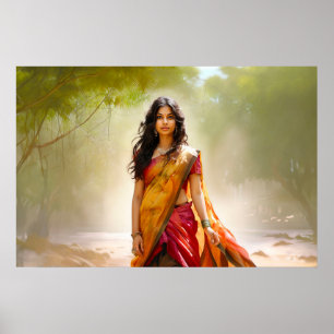 Affiche Desi dans une peinture sari