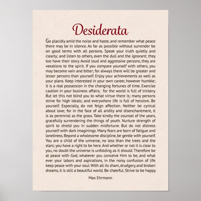 Affiche Desiderata (Devant)