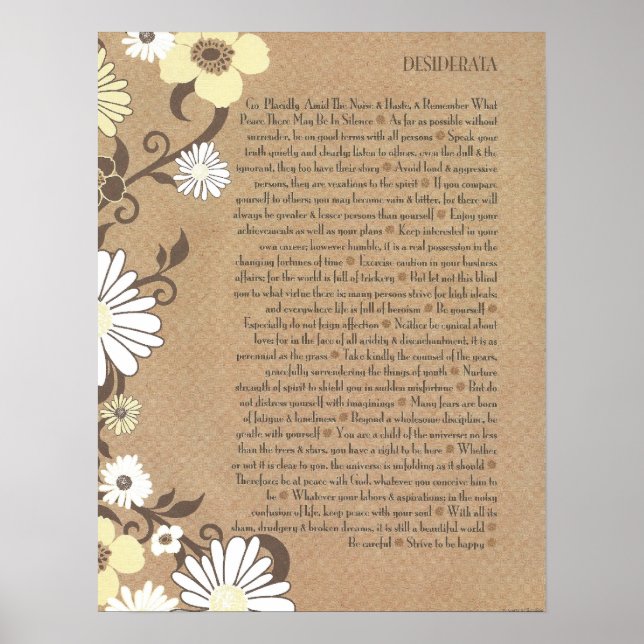 Affiche DESIDERATA Careful Daisées biologiques (Devant)