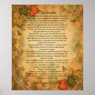 Affiche Desiderata "choses désirées" Feuilles d'automne