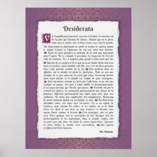 Affiche Desiderata - Choses désirées - poème