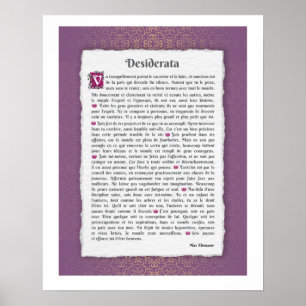 Affiche Desiderata - Choses désirées - poème