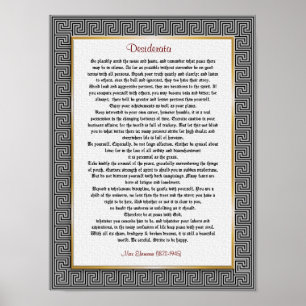 Affiche Desiderata "desired things", prose