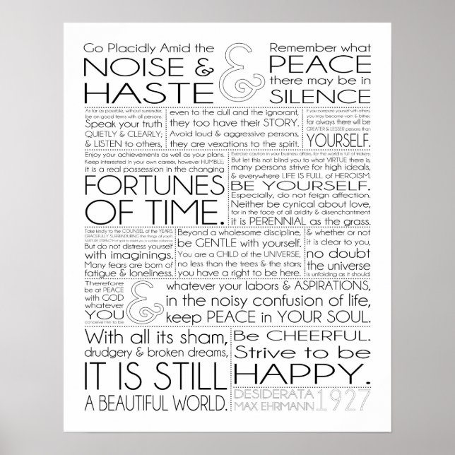 Affiche Desiderata Imprimer 16x20 sur papier mat (Devant)