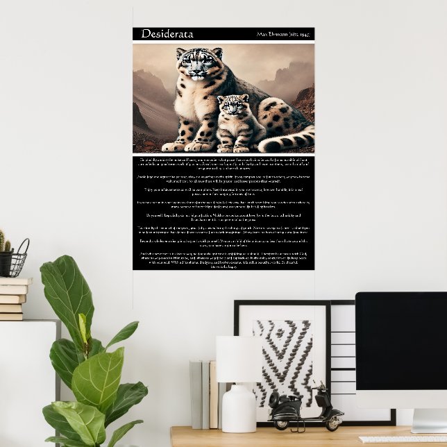 Affiche Desiderata : Leopard de neige et petit club paisib (Bureau à domicile)