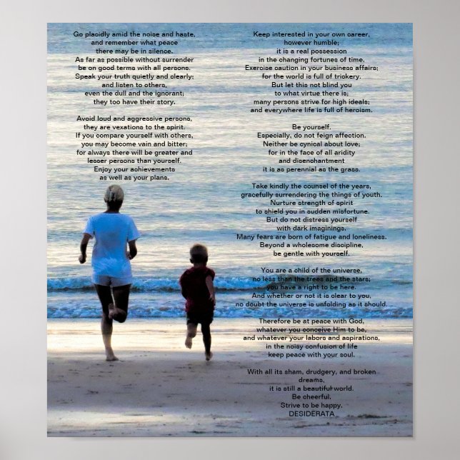 Affiche Desiderata Max Ehrmann Go Placidly (Devant)