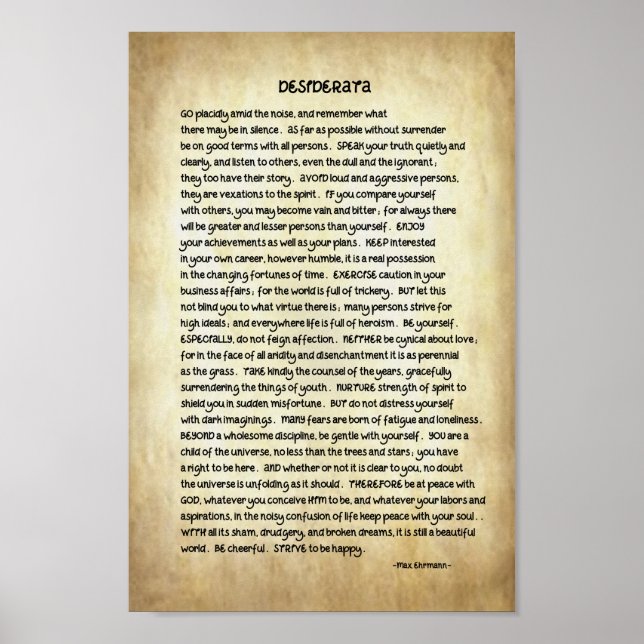 Affiche Desiderata Poem 8x12 Premium Canvas (Devant)