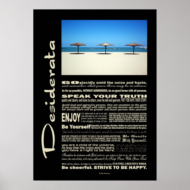 Affiche Desiderata Poem Dream It Live It Beach (Devant)