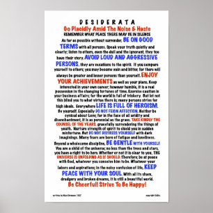 Affiche DESIDERATA Poem=Max Ehrmann=LIFE Version