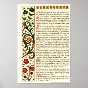 Affiche Desiderata Poem par Max Ehrmann Calligraphie à la