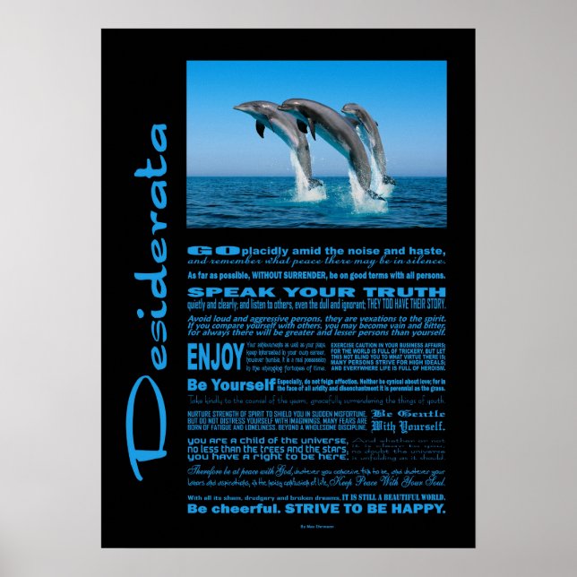 Affiche Desiderata Poem Up Dolphin Up (Devant)