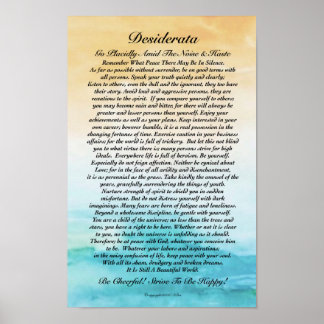 Affiche Desiderata Poème Aquarelle Turbulent Océan coucher