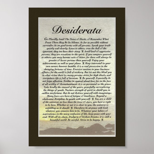Affiche DESIDERATA Poème de Max Ehrmann (Devant)