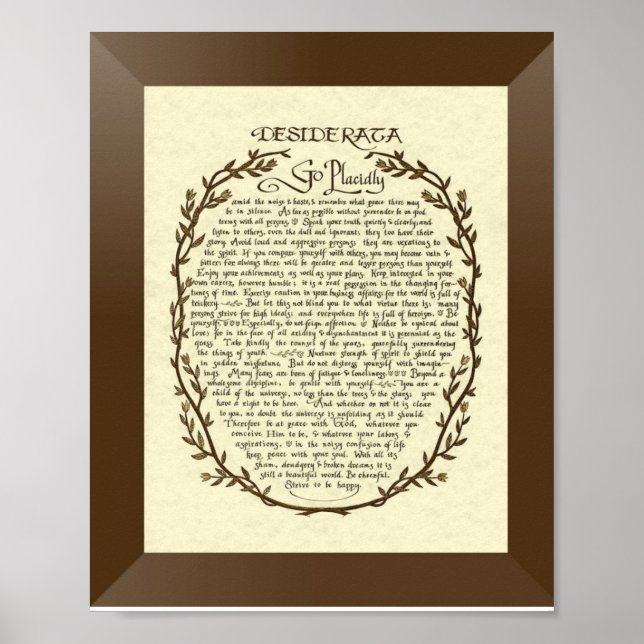 Affiche DESIDERATA Poème de Max Ehrmann (Devant)
