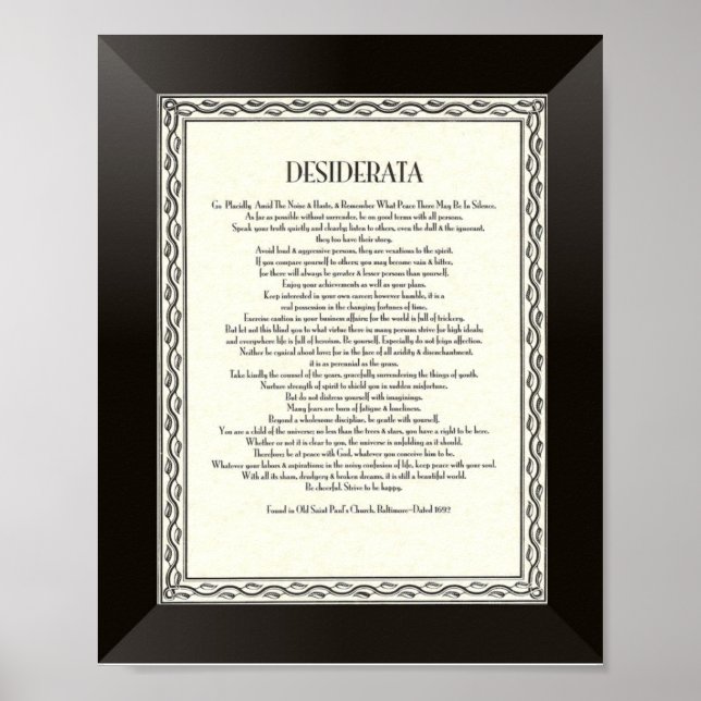 Affiche DESIDERATA Poème de Max Ehrmann (Devant)