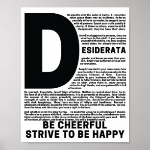 Affiche DESIDERATA Poème de Max Ehrmann