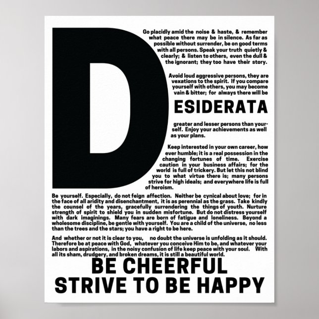 Affiche DESIDERATA Poème de Max Ehrmann (Devant)