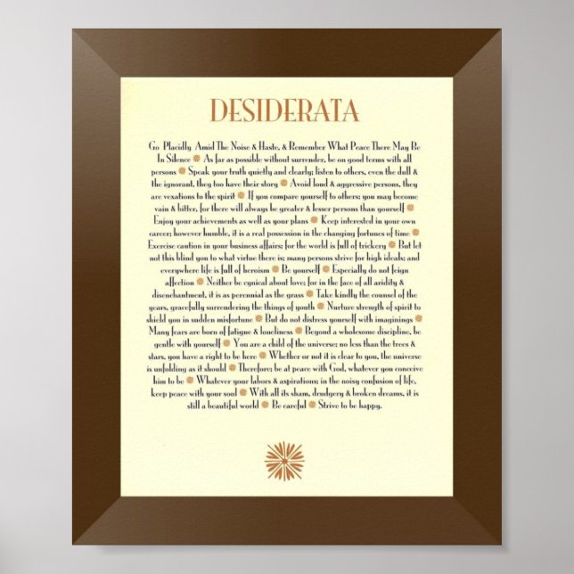 Affiche DESIDERATA Poème de Max Ehrmann (Devant)