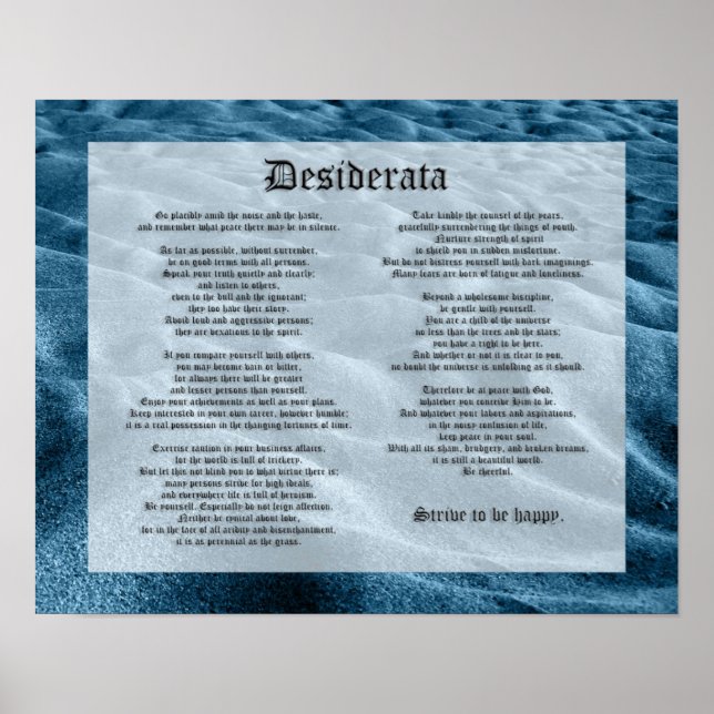 Affiche Desiderata - Sables De Déplacement (Devant)
